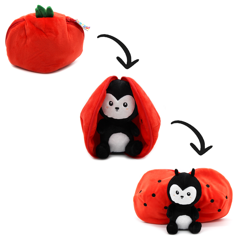 La peluche 2 en 1 coccinelle-tomate