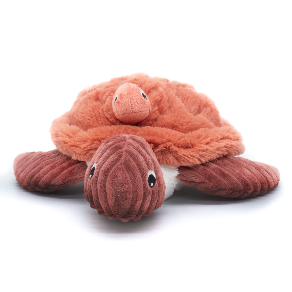 Peluche tortue Sauvenou maman et son bébé terracotta