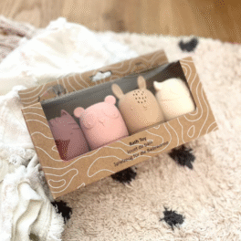 Jouet de bain en silicone  – Lot de 4 figurines – Sans moisissures – Dès la naissance